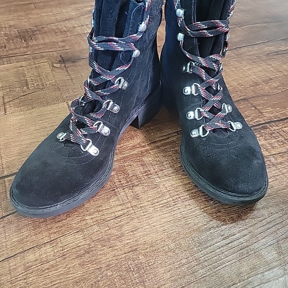 SAM EDELMAN Ankle Boots Womens 7 Black Suede Combat Lace Up New Without Box Wool - Picture 7 of 9